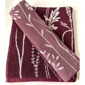 Theedoek - Wild Flowers - Burgundy